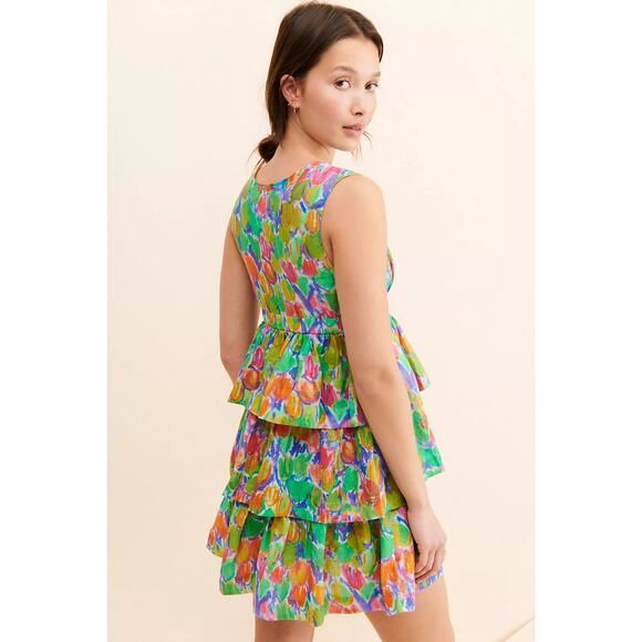 NWT Hope for Flowers by Tracy Reese Floral Printed Tiered Mini Dress $253 XL - Picture 2 of 6